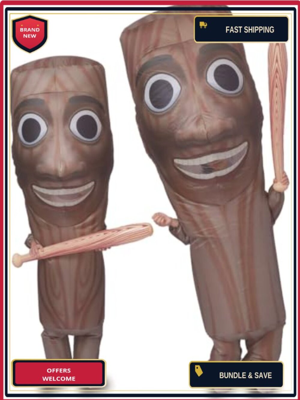 Adult Inflatable Wooden Stick Man Halloween Costume Funny Cosplay Blow Up